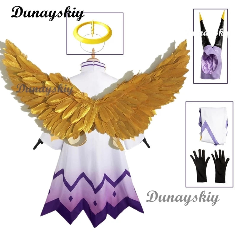 Hazbin Adam Cosplay Anime Hotel First Man Angel Halo Clothes Cosplay Costume Suit Unisex cos Halloween Party Angel Wings