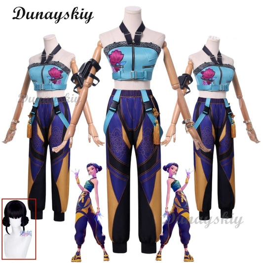 Anime Movie KPop Demon Hunters Zoey Cosplay Costume Uniform Huntrix Rings Earrings Festival Halloween Party for Women Girls Prop
