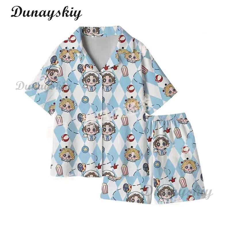 New Anime Identity V Cosplay Painter Cheerleader Acrobat Women Men Summer Short Sleeved Shorts Pajamas Home Clothes Costumes