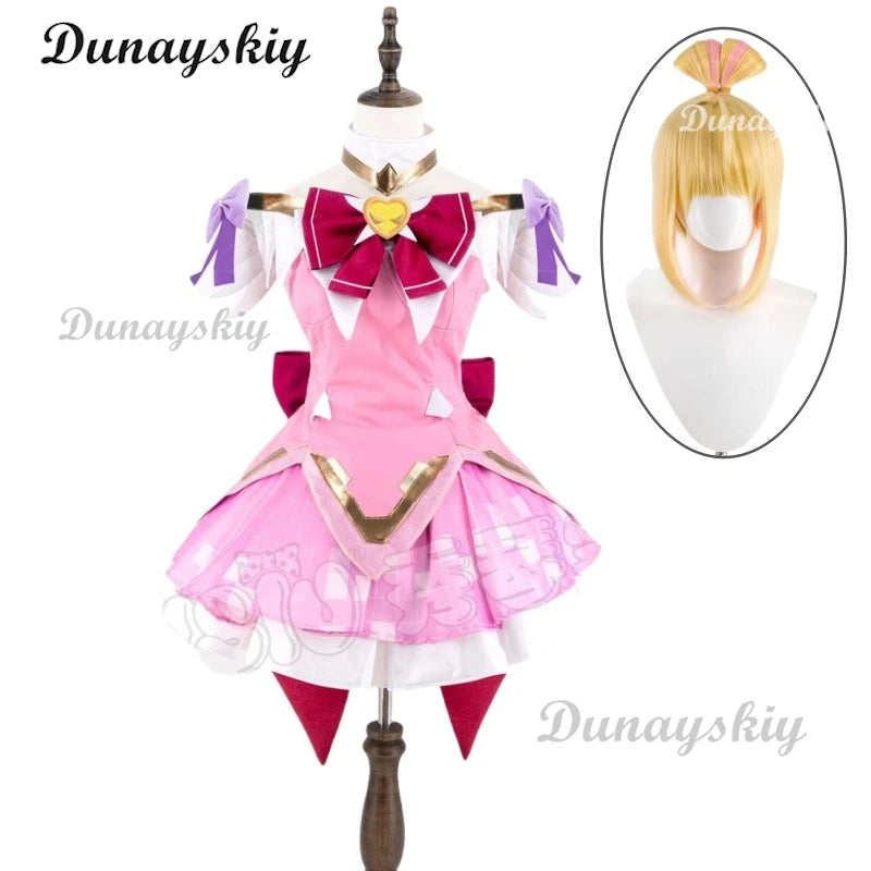 Cosersea Magical Girl Juno Cosplay Costume Wig Magical Girl Juno Role Play Halloween Women Pink Dress Carnival Party Outfit