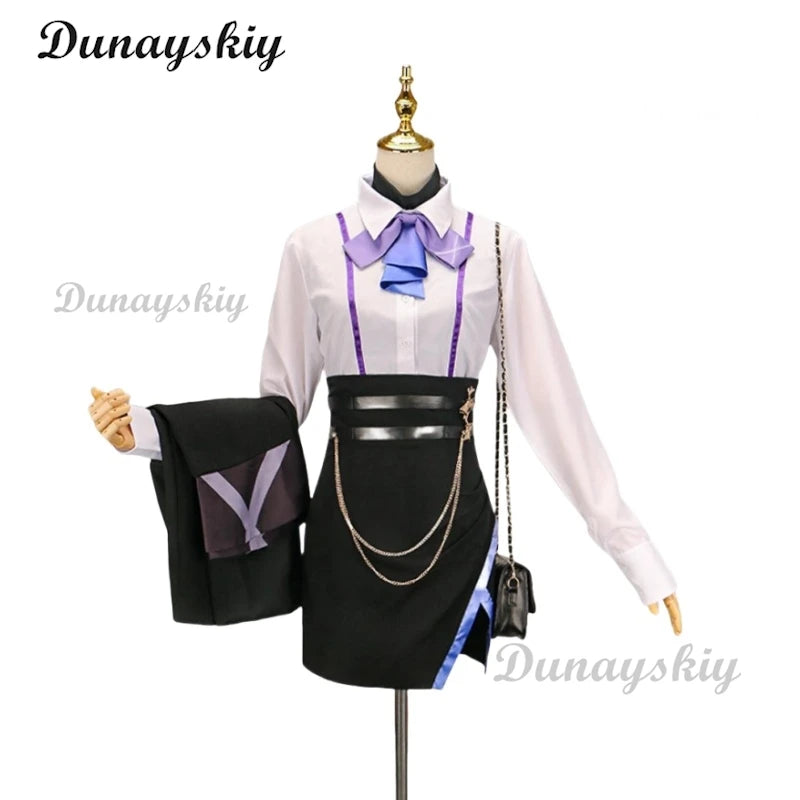 Clorinde Luckin Coffee Collab Fanart Doujin Cosplay Costume Genshin Impact Set Wig Genshin Impact Full Set Wig Halloween Xmas