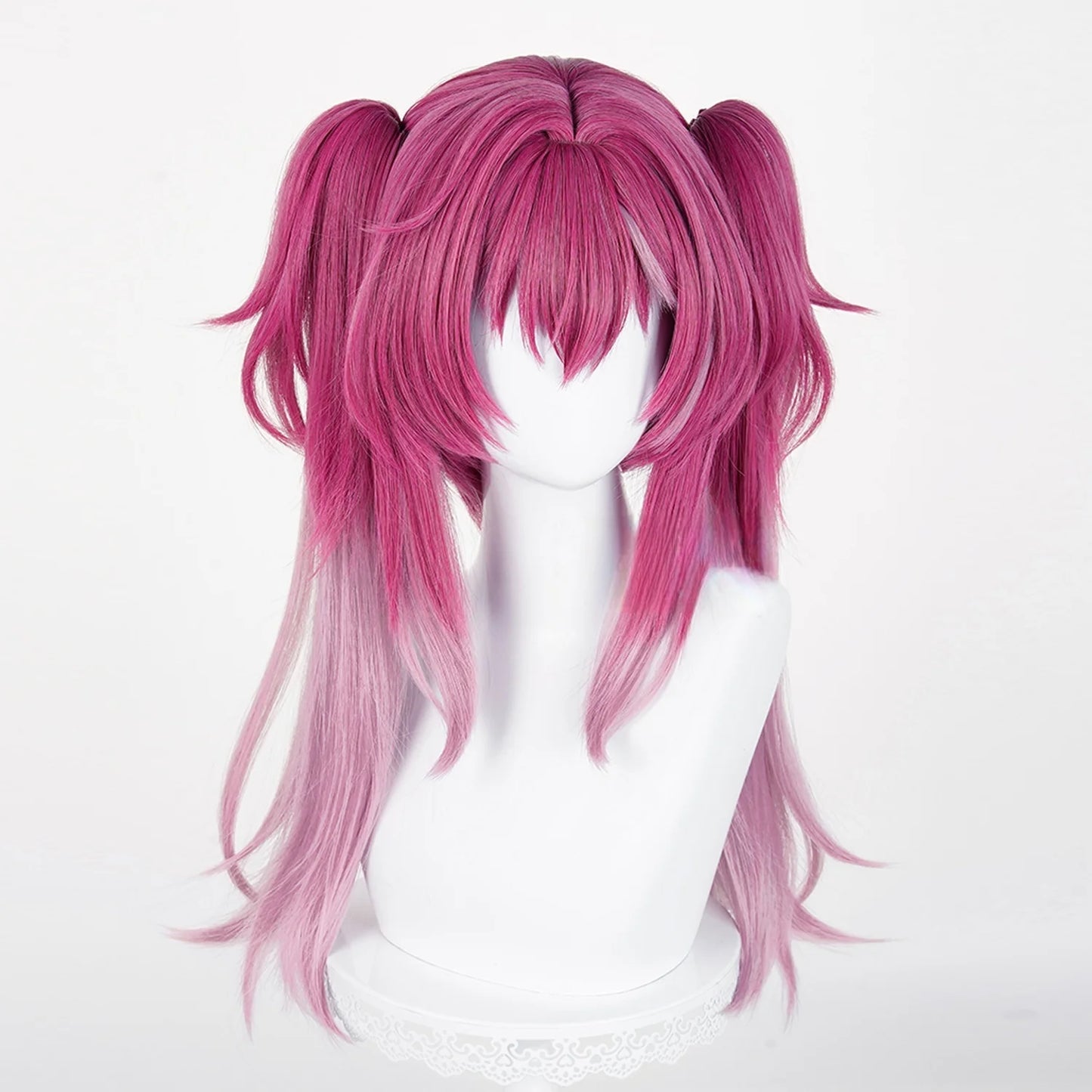 Game Wuthering Waves Lupa Cosplay Wig Mixed Color Headwear Props Women Wigs With Double Ponytails Heat Resistant Synthetic Hair