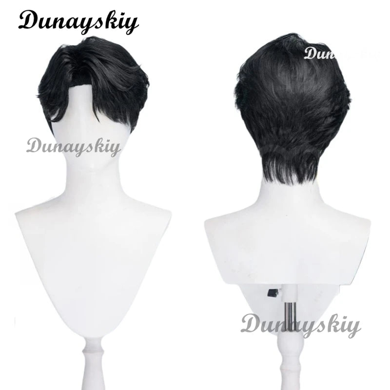 Saja Boys Jinu Wig Movie Cosplay Men Black 30cm Short Hair Star Demon Jinu Cosplay Free Cap Hallowen Party Roleplay