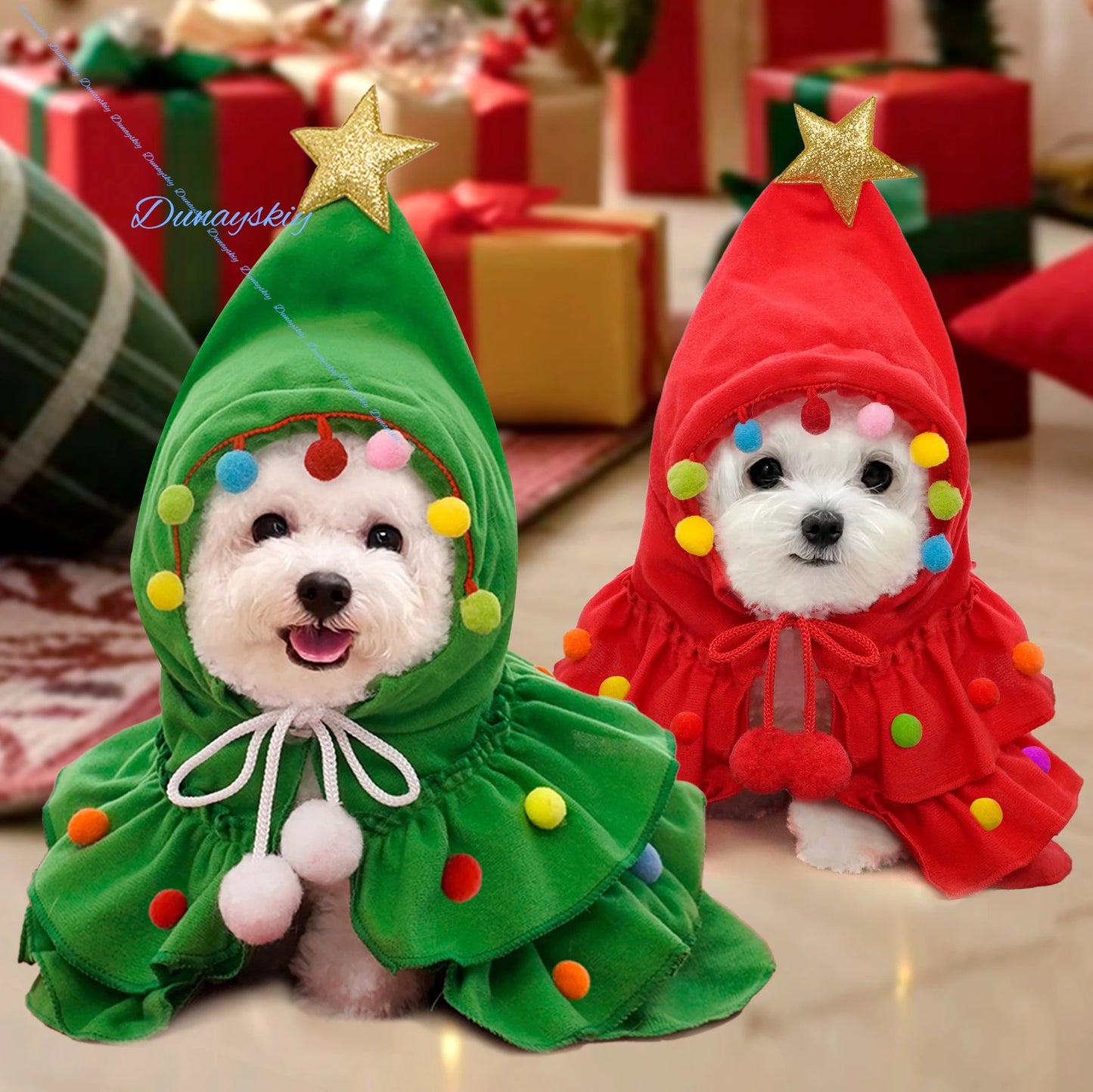 Holiday Supplies Party Cosplay Cope Christmas Dog Cloak Colorful High Quality Pet Cape Santa Tree Costume Puppy Coat