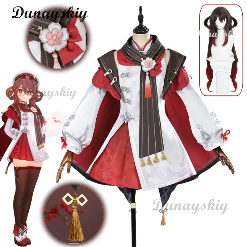 Genshin Impact Hutao New Skin Cosplay 2025 Genshin Lantern Rite Hu Tao Outfit Long Wig Halloween Xmas Cosplay Costume for Girls