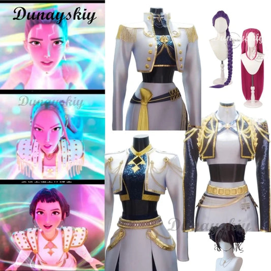 Kpop Demon Zoey Rumi Cosplay Costume Wig Hunters Mira Heavy Duty Y2K Cyber Metaverse Gothic Futuristic Stage Performance Outfit