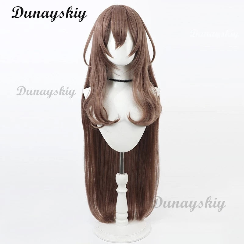 Noir Cosplay Wig Nikke Goddess of Victory Brown 100cm Heat Resistant Synthetic Hair Halloween Party Role Play Carnival + Wig Cap