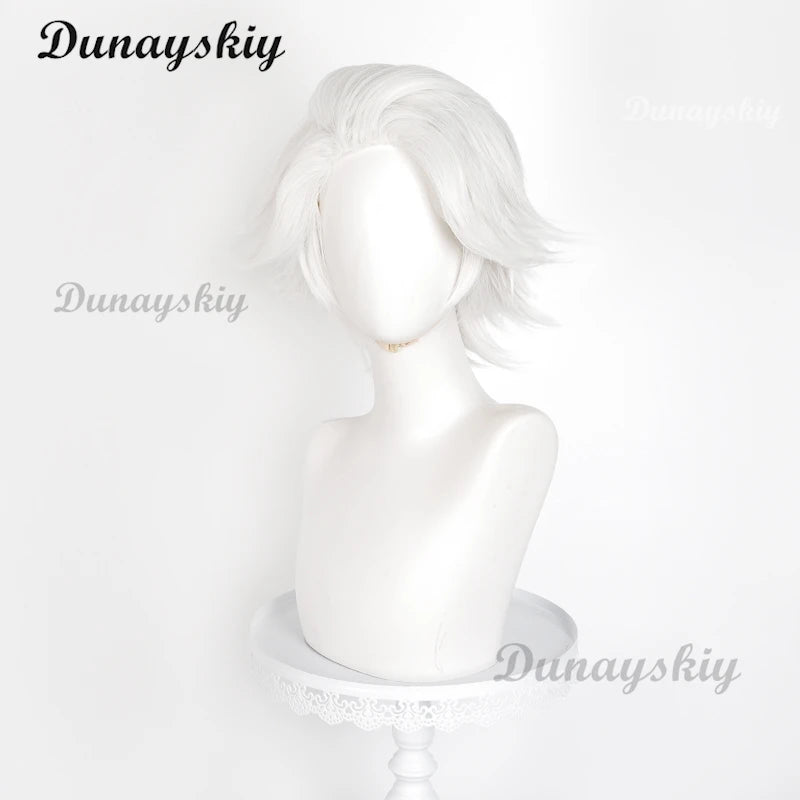 New Anime To be Hero X Nice Cosplay Wig White Short Hair Lin Ling Halloween Party Wig for Women Men Carnival Role Play Cos Props