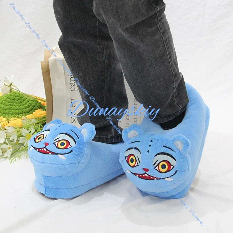 2025 Kpop Demon Tiger Cosplay Shoes Plush Slippers Hunters Stuffed Shoe Home Winter cotton shoes Christmas Birthday