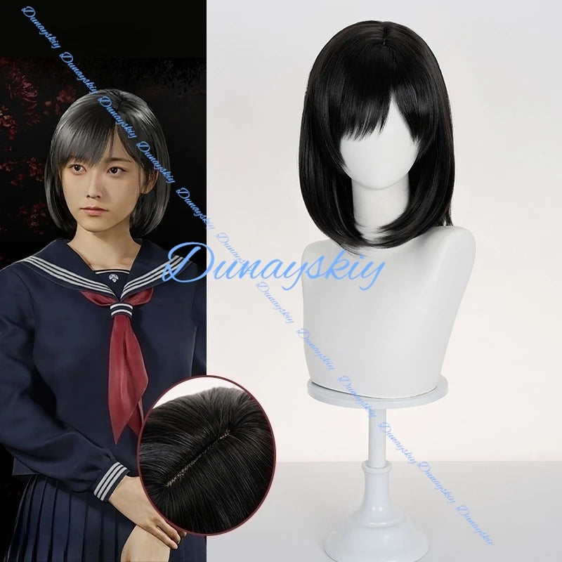 Fox Mask Shimizu Hinako Wig SILENT F Cosplay Heat Resistant Black White Synthetic Hair Halloween Prop