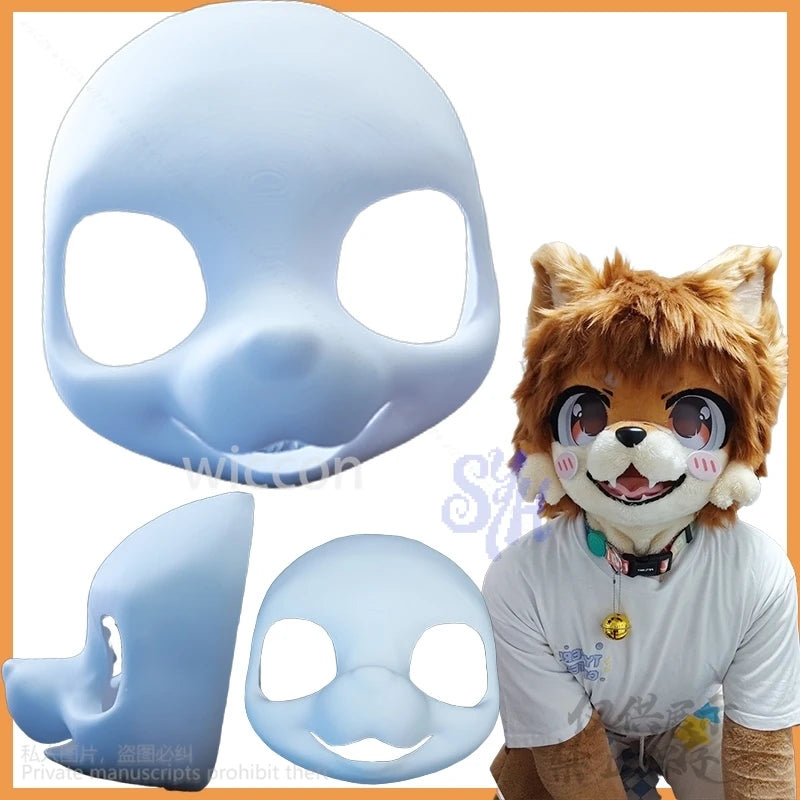 Skull Furry Furrsuit Anime Kemono Dog Fursuit Base Cosplay Kawaii 3D Polylactic Acid Head Base Puppy Headwear Kigurumi Halloween