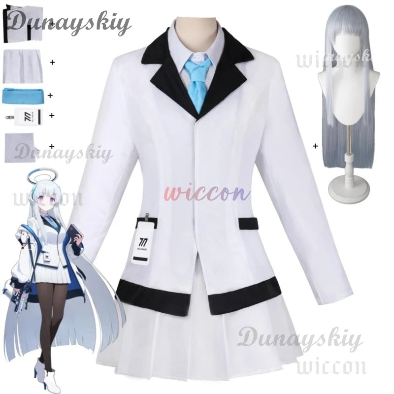 Game Blue Archive The Animation Ushio Noa Cosplay Costume Japanese School Uniform Skirt Coat Wig Woman Sexy Carnival Suit