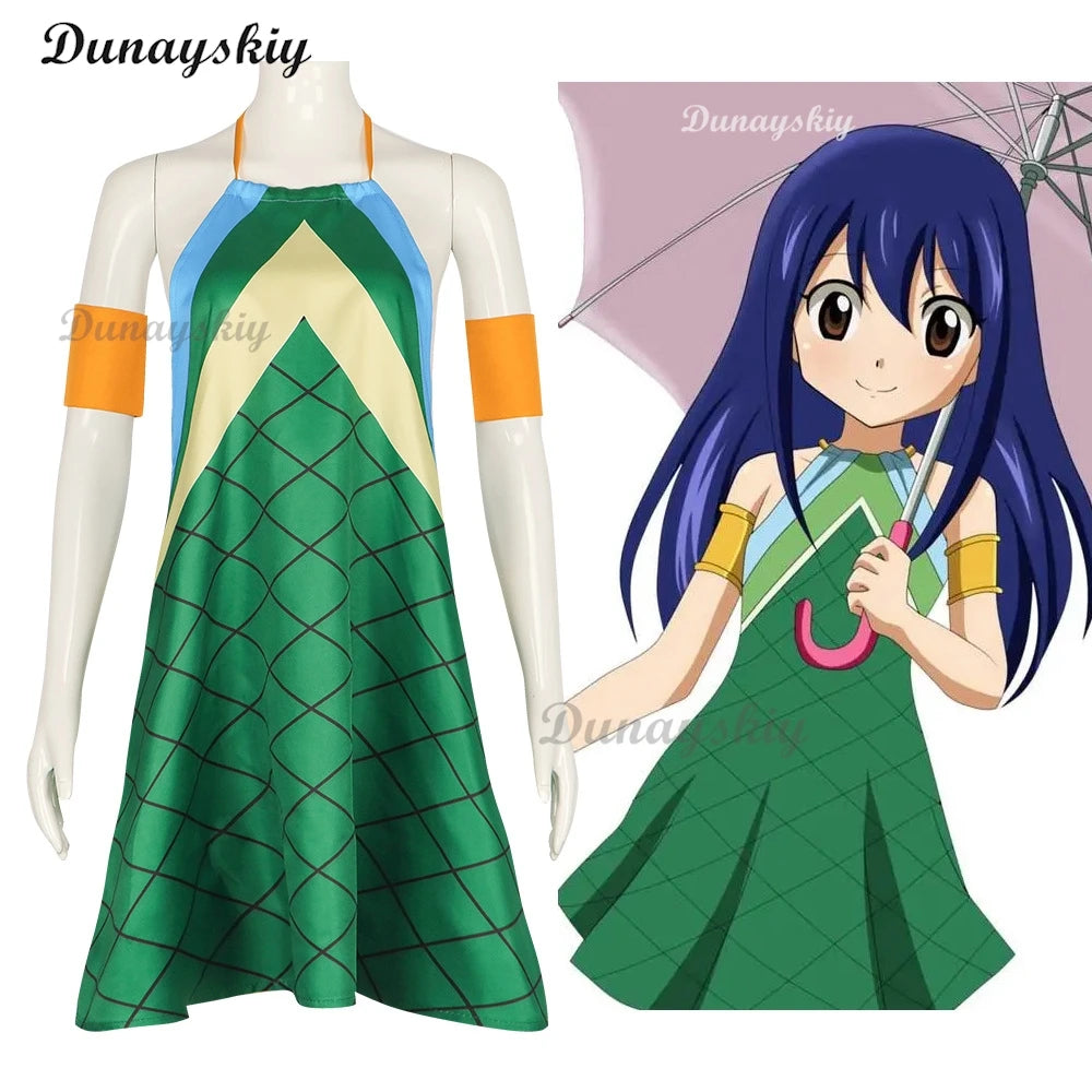 Fairy Anime Tail Wendy Marvell Cosplay Costume Magic Shooter Wig Green Dragonscale Dress Woman Sexy Kawaii Carnival Party Suit