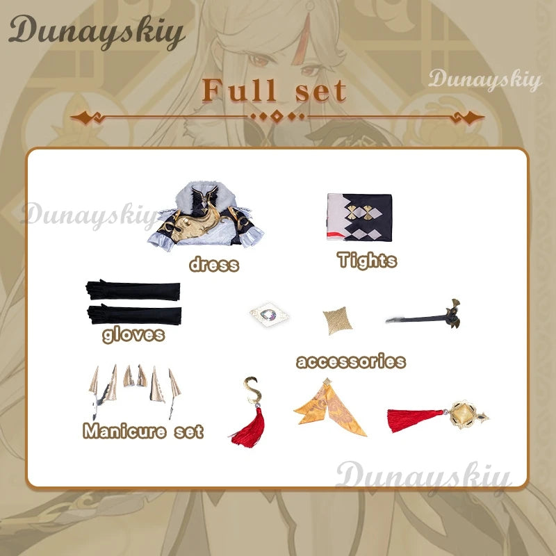 Game Genshin Impact NingGuang Cosplay Costume Wig Anime Halloween Party Cheongsam Dress Girl Halloween Costumes Fo Women Vestido