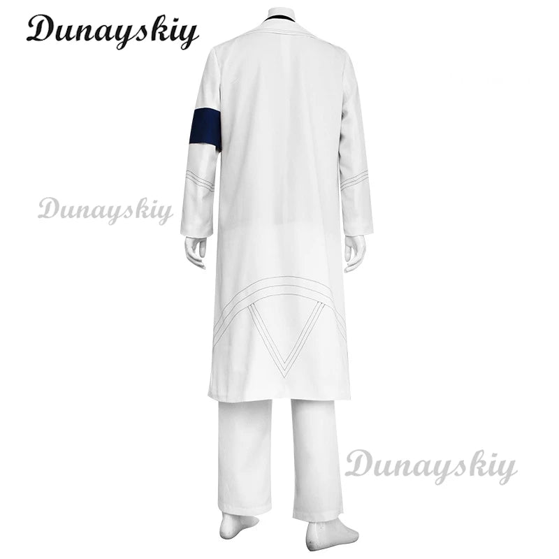 Game Blue Archive Teacher Schale Working Cosplay Costume Wig White Long Coat Shirt Uniform Adult Man Halloween Christmas Suit