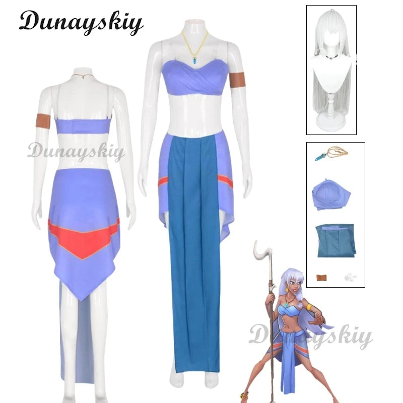 Anime Movie Kida Cosplay Halloween Princess Costume Blue Dress Suits Girls Carnival Fancy Sexy Lolita Long Wigs Party