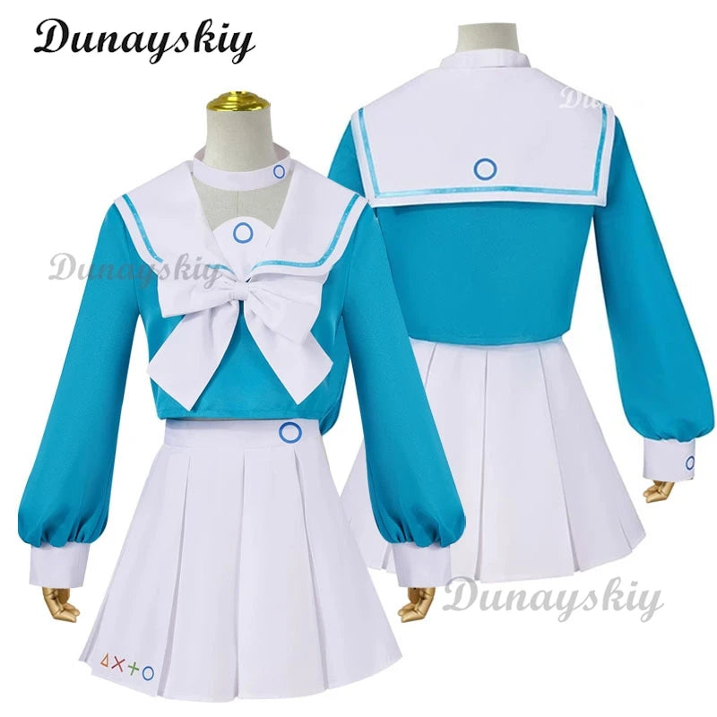 Blue Archive Arona Game Cosplay Costume Blue JK School Sailor Uniform Wig Headwear Halo Shoes Halloween For Women Girls
