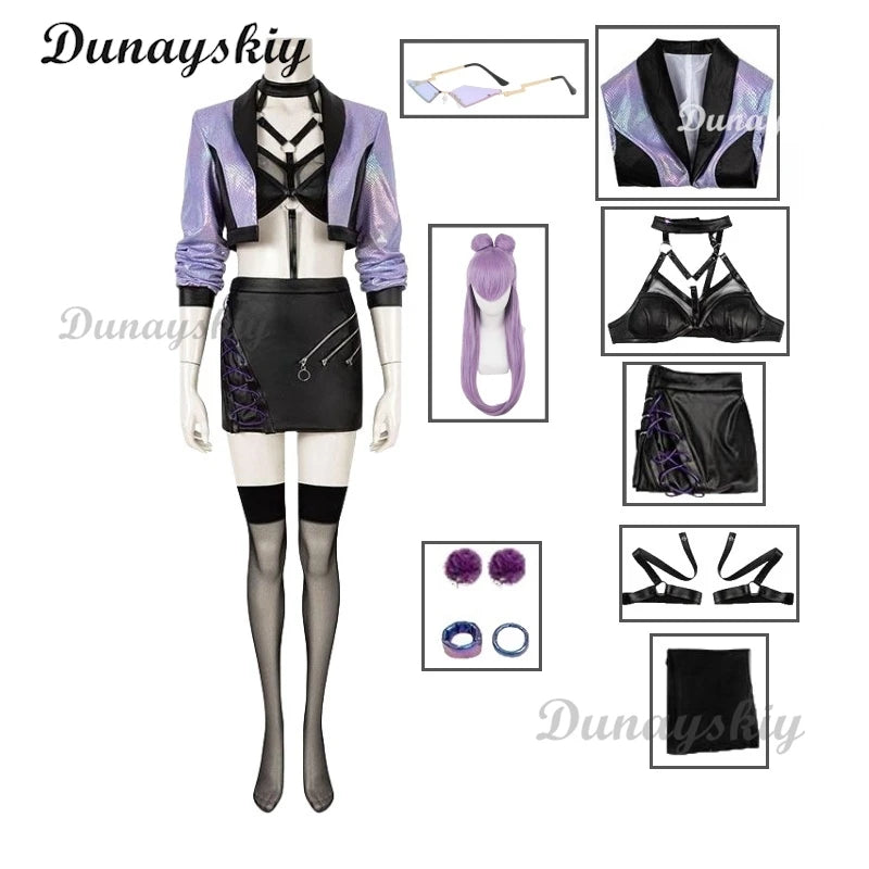 KDA Evelynn Cosplay Costumes Game Agony's Embrace Uniform Dress Wig Halloween Party Role Play Sexy Clothing for Women Customized