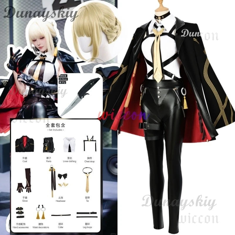 Game Zenless Zone Zero Agent Evelyn Cosplay Costume Role-playing Wig Shoes Clothes ZZZ Combat Uniforms Halloween Party Suit