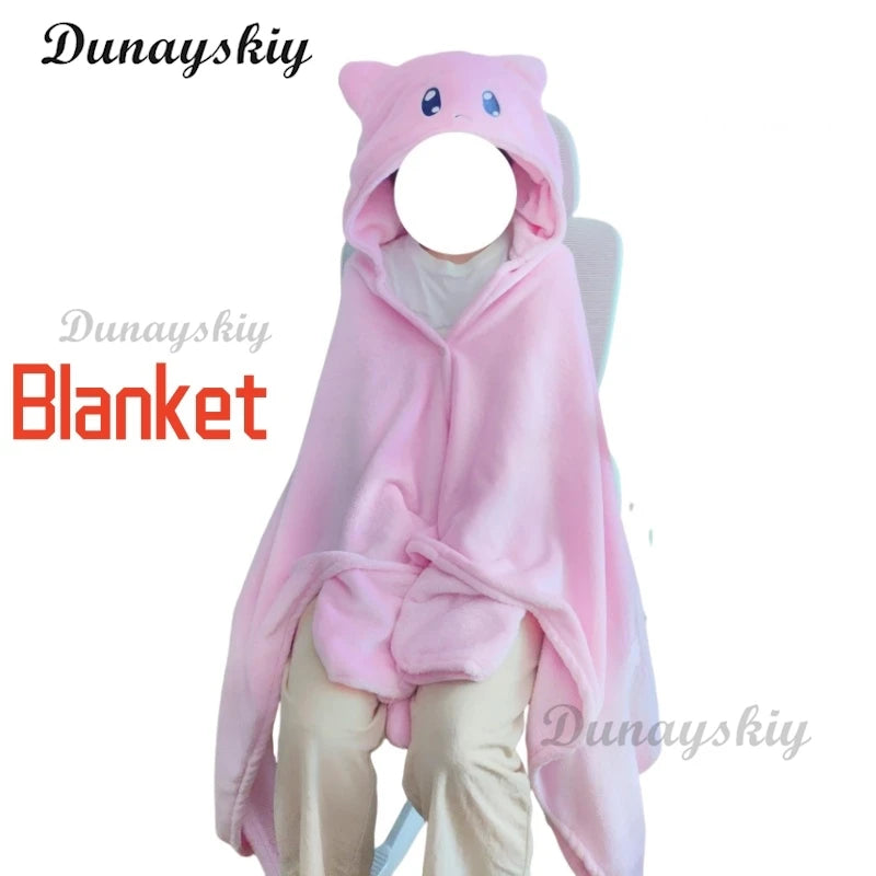Blanket NEEDY GIRL OVERDOSE KAngel P-chan Doujin Kawaii Cozy Streamer Overload Pink Cat Cape Hooded Soft Plush Blanket Jirai kei