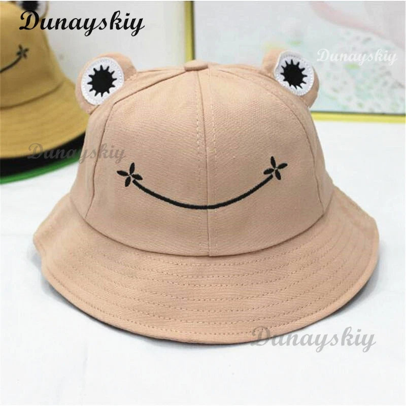 Cute Frog Bucket Hats Cosplay Accessories Women Bucket Hat Women Summer Outdoor Sun Fishing Cap Cotton Wild Panama Decorative
