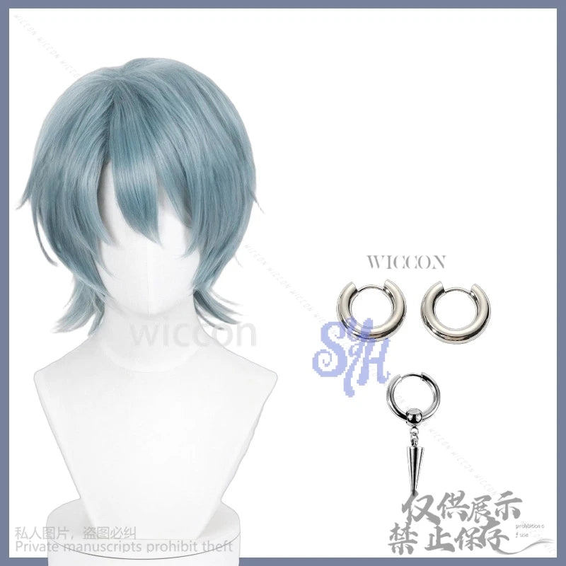 Saja Boy Mystery Cosplay Wigs Anime Movie Demon Purple-gray Synthetic Short Straight Hair Curling Hair Accessories Halloween Cos