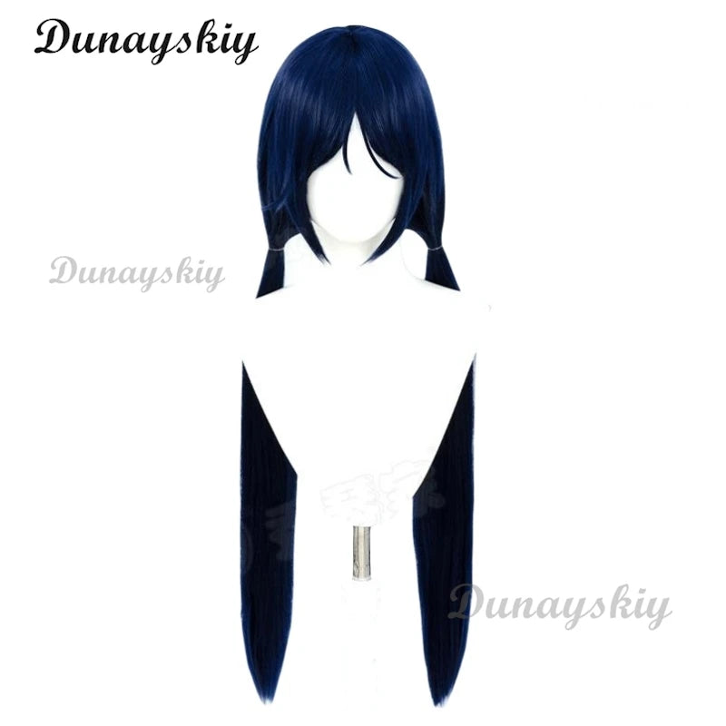 Anime Horror Game MiSide Cosplay Mita Мита Long Wig With Styled Double Ponytail Heat Resistant Synthetic Women Cos Customized