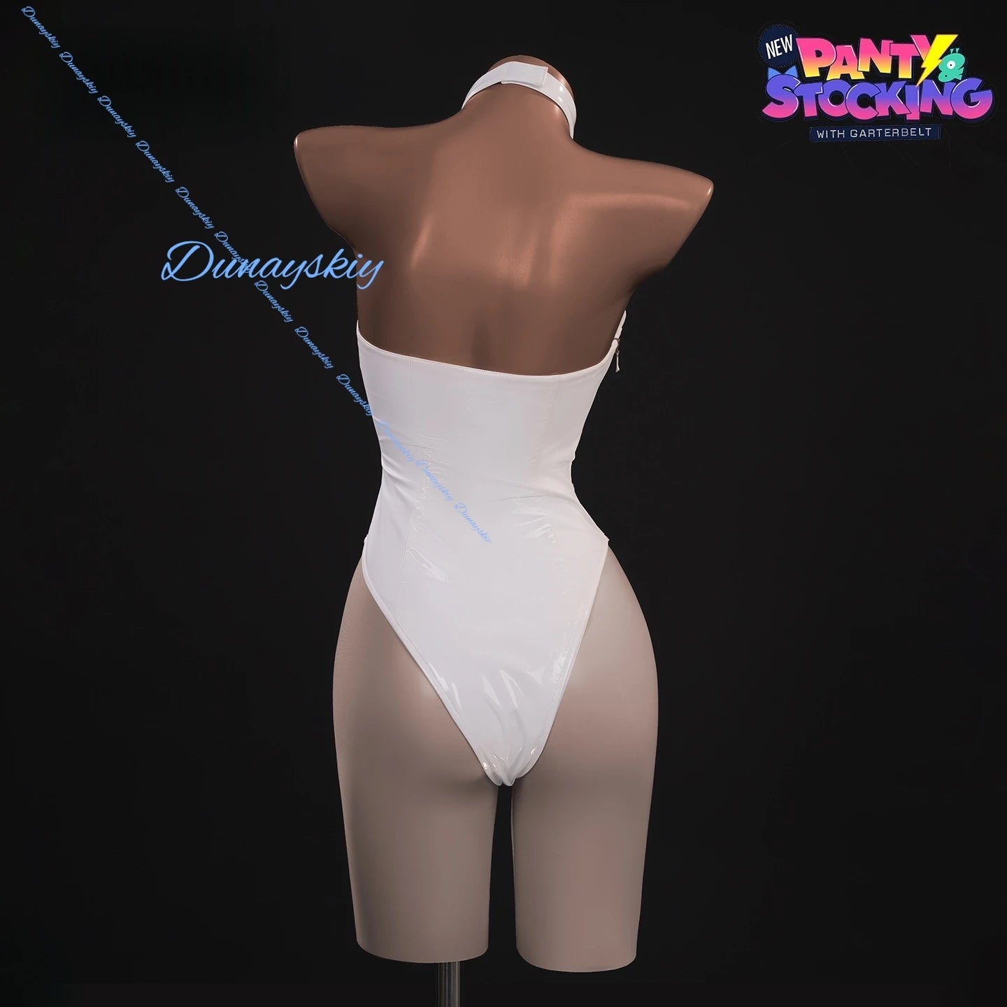 Gunsmith Bitchhh Cosplay Costume Wig Shoe cover Anime New Panty Stocking with Garterbelt White Bodysuit Glasses Halloween Party