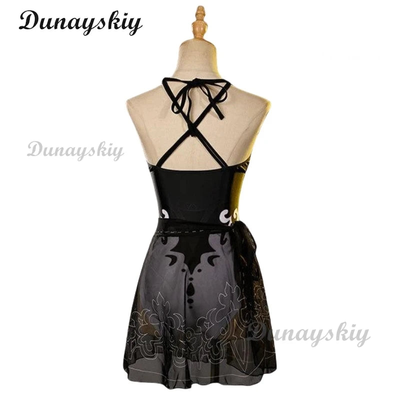 Anime Game Nier Automata Yorha 2B Cosplay Costume Sexy Hollow Two Piece Bikini Swimsuit Halter Neck Swimwear Bathing Customized