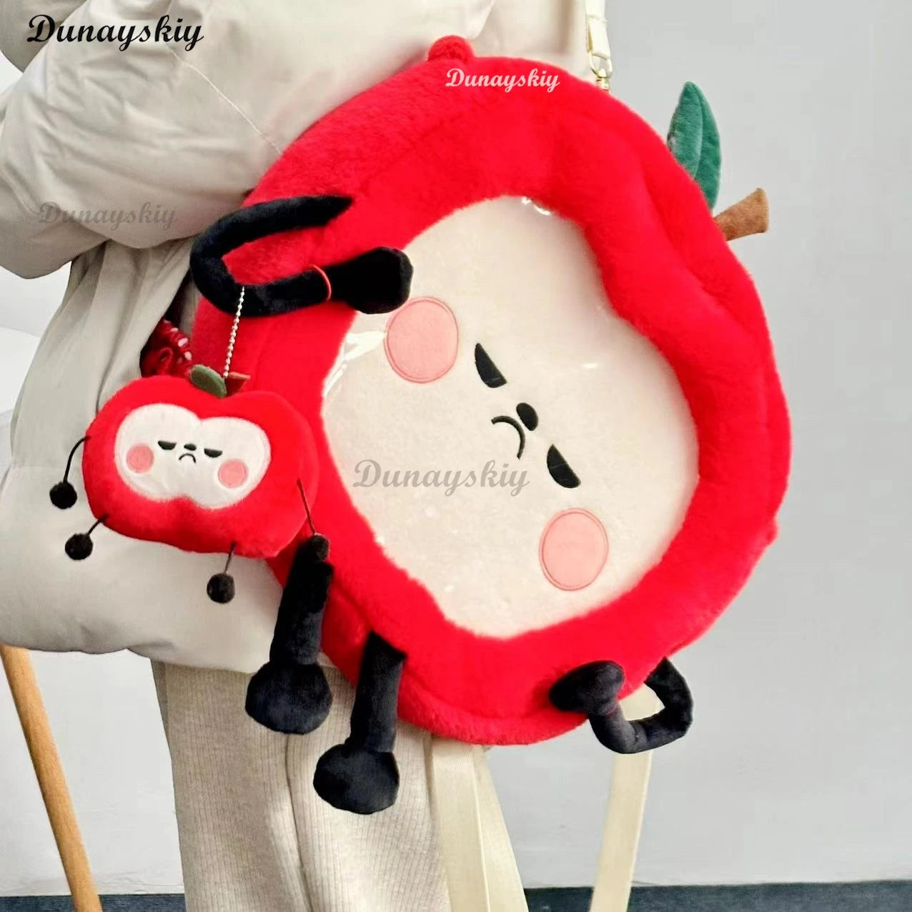 Game Love and Deepspace Caleb Cosplay Clothing Bag Plush Red Apple Pendant Bag Decoration Accessories Christmas Gifts