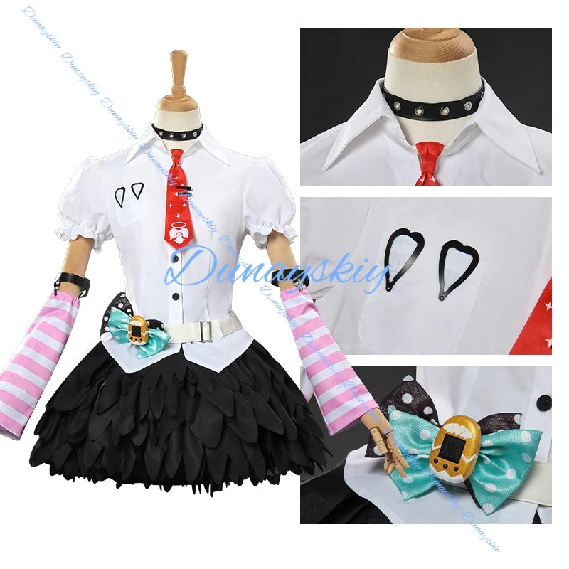 Zenless Zone Zero Chinatsu Remiel Cosplay Costume Wig Shirt Skirt Hairpins Ear Clips For Women Girls Angels of Delusion Carnival