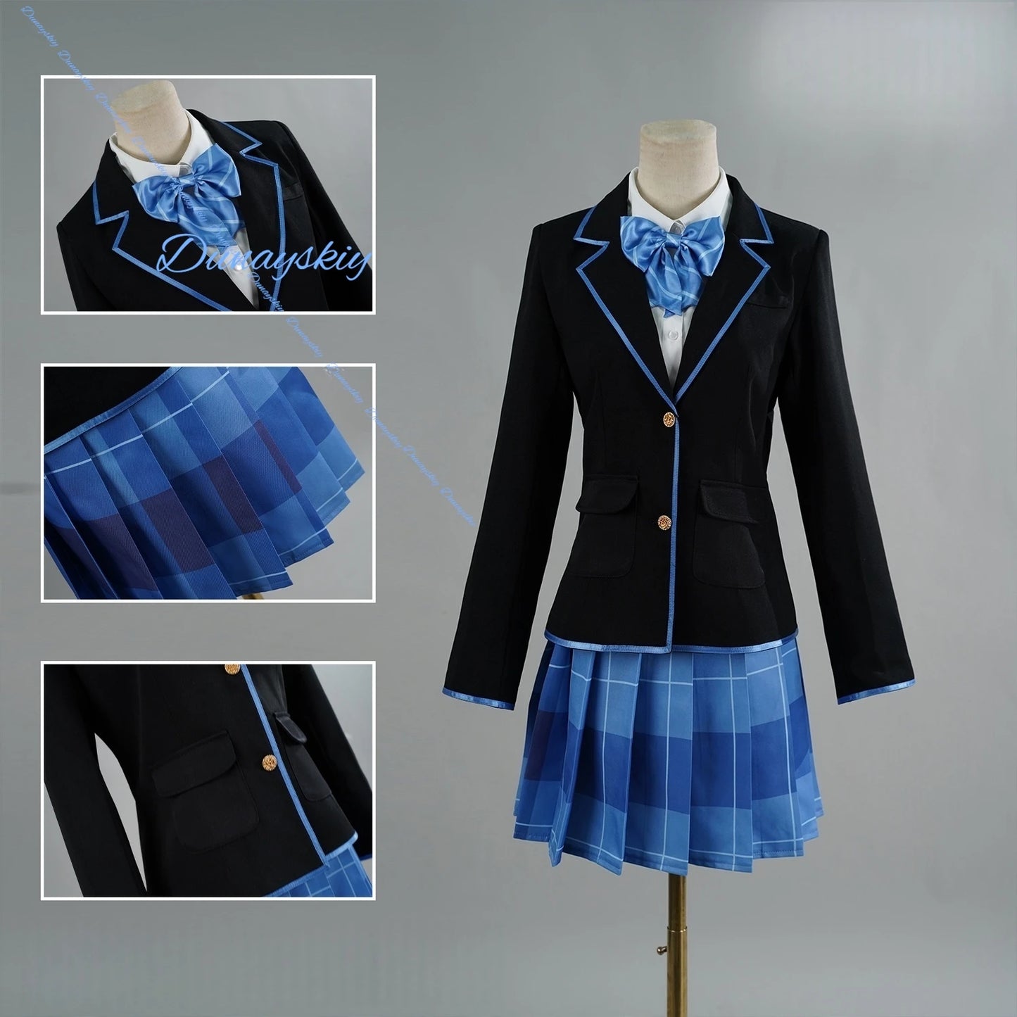 Anime Chitose Is in the Ramune Bottle Yuuko Hiiragi Saku Chitose Cosplay Costume Wig Uniform Coat Skirt Headwear Role Playing