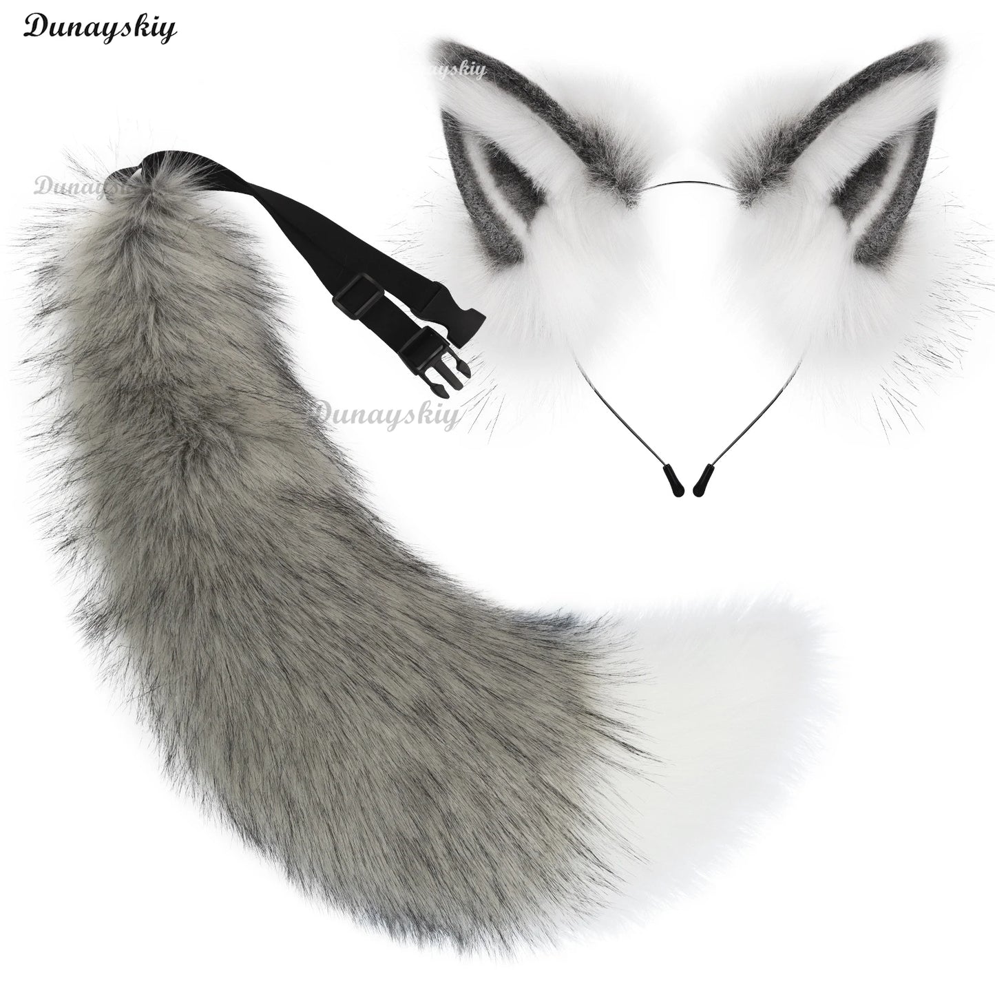 Handmade Deep Blue Wolf Ear Fox Ear Hairband Headwear Dog Ear KC Hair Clip Costume Accessories Tail Animal Ear Cosplay Props