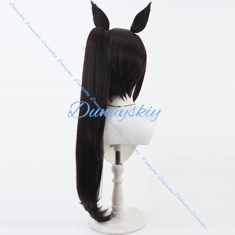 Game Pretty Derby Hokko Tarumae Cosplay Wig Ear Tail Umamusume Pastel Marine Locodol 2 Styles Hair Hallowmas Party Adult Women