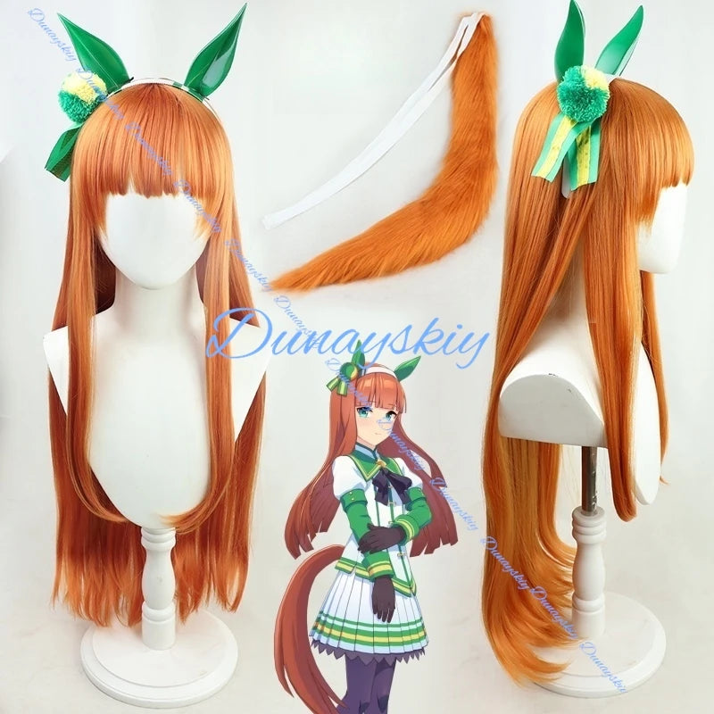 Uma Musume Pretty Derby Silence Suzuka Cosplay Wig Prop Headwear Anime Roleplay Party Costume Prop Synthetic Hair
