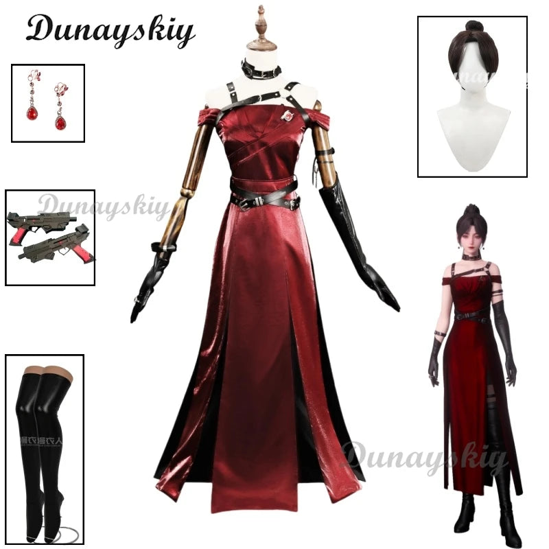 Love and Deepspace Heroines Cosplay Costume Red Dress Enchanting Veil Uniform Sylus Relentless Conqueror MC Halloween Women Girl
