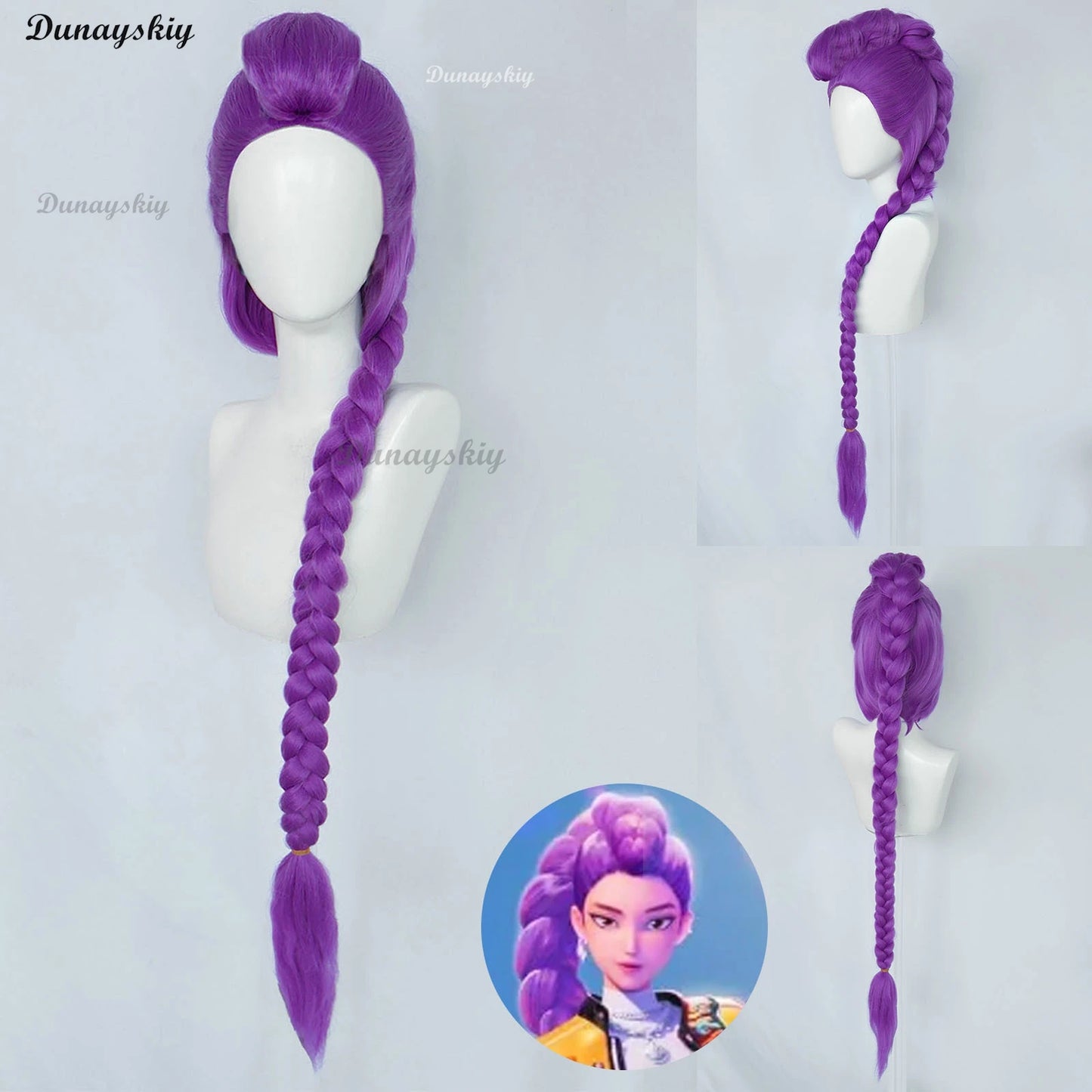 KPop Demon Hunters Rumi Cosplay Wig Pre Braided Purple Wig Anime Heat Resistant Synthetic Wigs for Halloween Carnival Costume