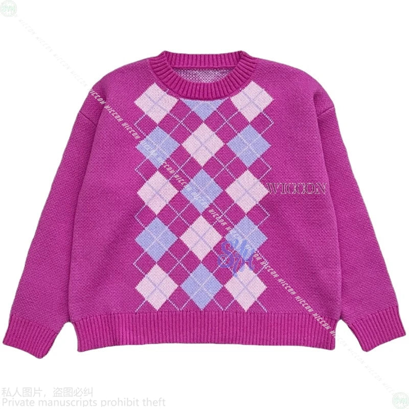 Baby Saja Boys Cosplay Costume Wig Anime Movie Kpop Demon Jirai Kei Boy Pink Retro Wool Knitted 코스프레 Kawaii Cute Lovely Sweater