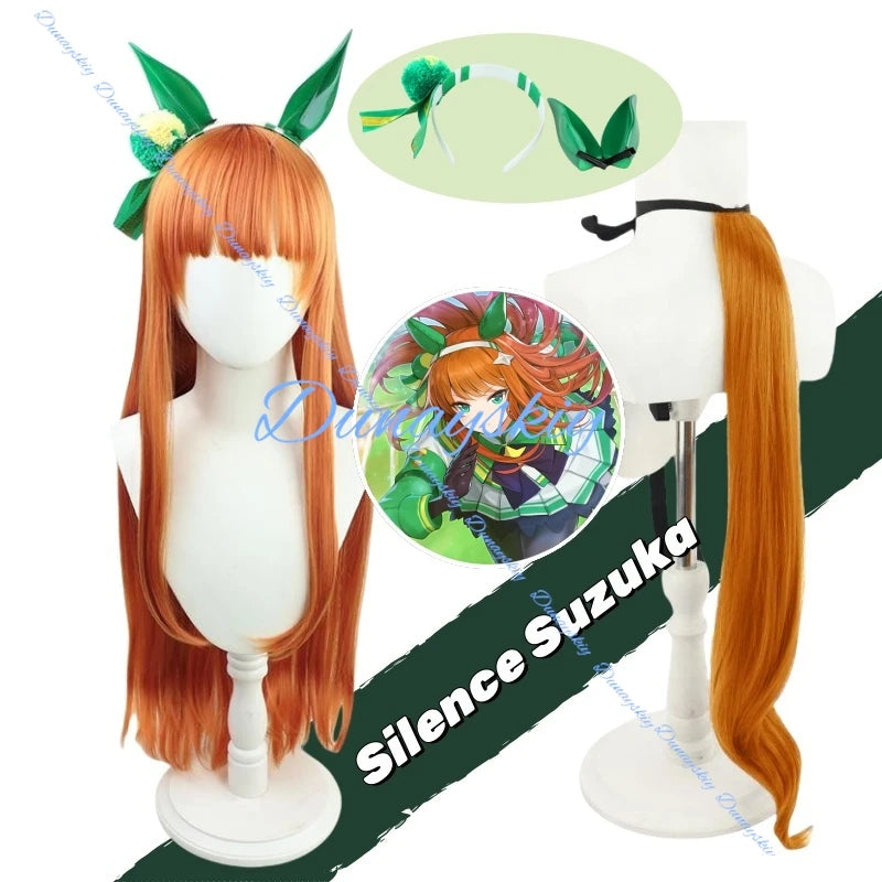 Uma Musume Pretty Derby Silence Suzuka Cosplay Wig Prop Headwear Anime Roleplay Party Costume Prop Synthetic Hair