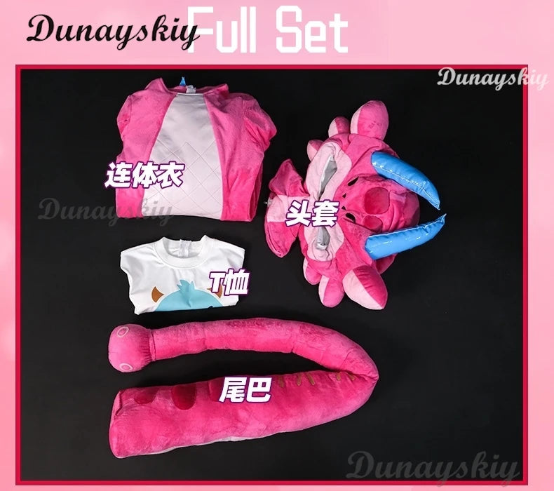 Neeko Cosplay Game LOL Super Pink Jumpsuit Head Cover Cosplay fans Costume S-XXL Tail Suit Halloween Neeko Cute Uniform