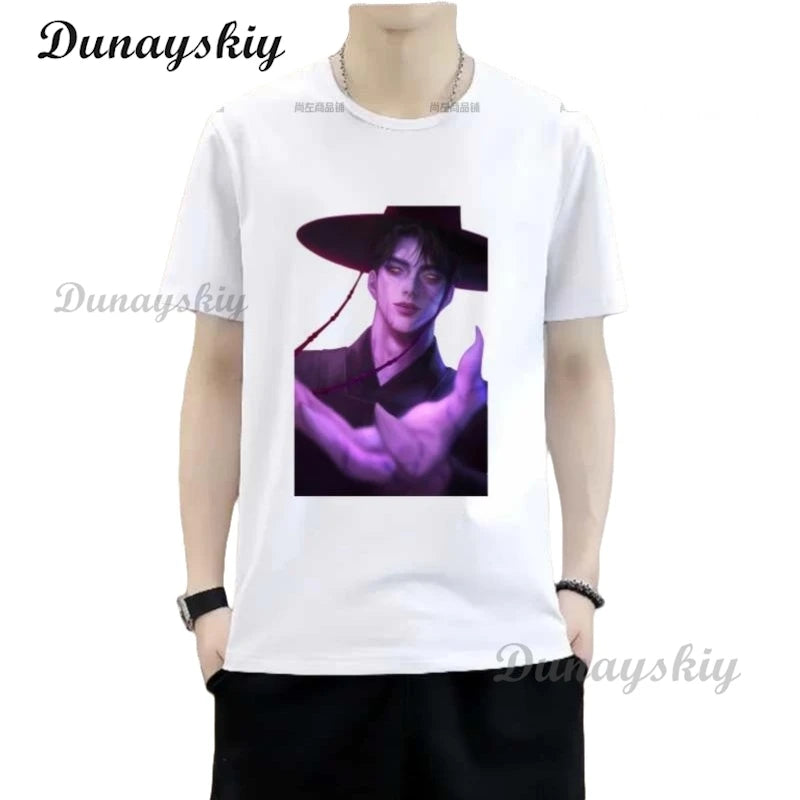 Vintage Washed T-Shirt Cosplay K Pop Demon Hunters Team Anime Simple T Shirts Popular Tshirt for Male Beach Aesthetic Print Top