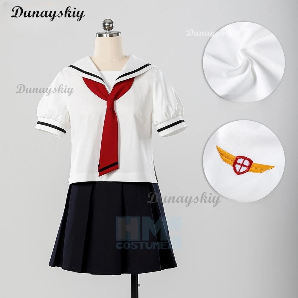 Anime Card Captor Sakura Kinomoto Sakura Cosplay Costume Summer Women School Uniform Full Set Party Carnival Japanese-jiakei