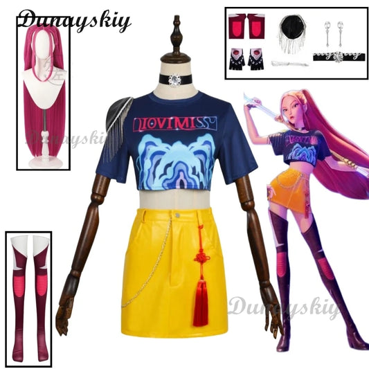 HUNTRIX K-Pop Mira Cosplay Costume Wig Demon Hunters Clothes Halloween Girls Group Idol Roleplay Outfit Women Customized