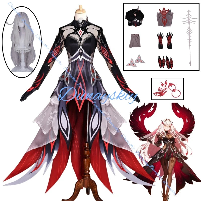 Genshin Impact Ronova Cosplay Costume Wig Headwear Uniform Headwear Four Shades Halloween Party Women Girls Carnival Prop