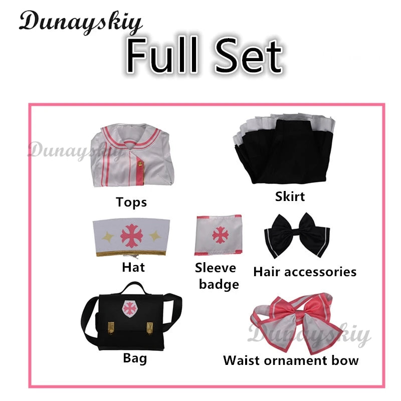 Game Blue Archive Sumi Serina Cosplay Costume Wig Women Uniform Casual Jacket Skirt Wig Nurse Hat Bow Halloween Party Suit