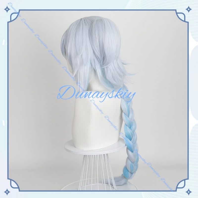Wuthering Waves Buling Cosplay Wig Blue White Long Braids Hair Huanglong Halloween Party for Women Girls Carnival Accessory