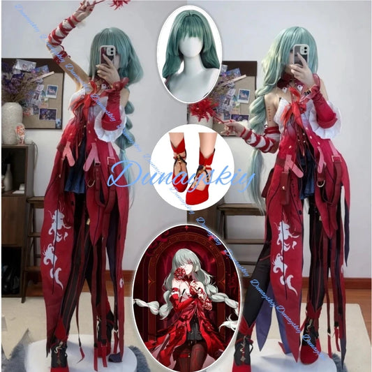 Wuthering Waves Phrolova Cosplay Costume Dress Wig Earrings Fractsidus Halloween Party for Women Girls Carnival Accessory