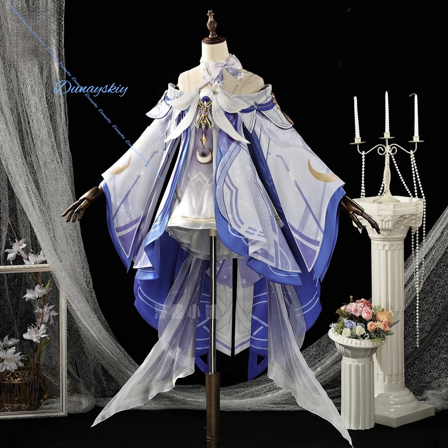 Genshin Impact Columbina Cosplay Costume Wig Headwear The Damselette Dress Uniform Eleven Fatui Harbingers Halloween Party