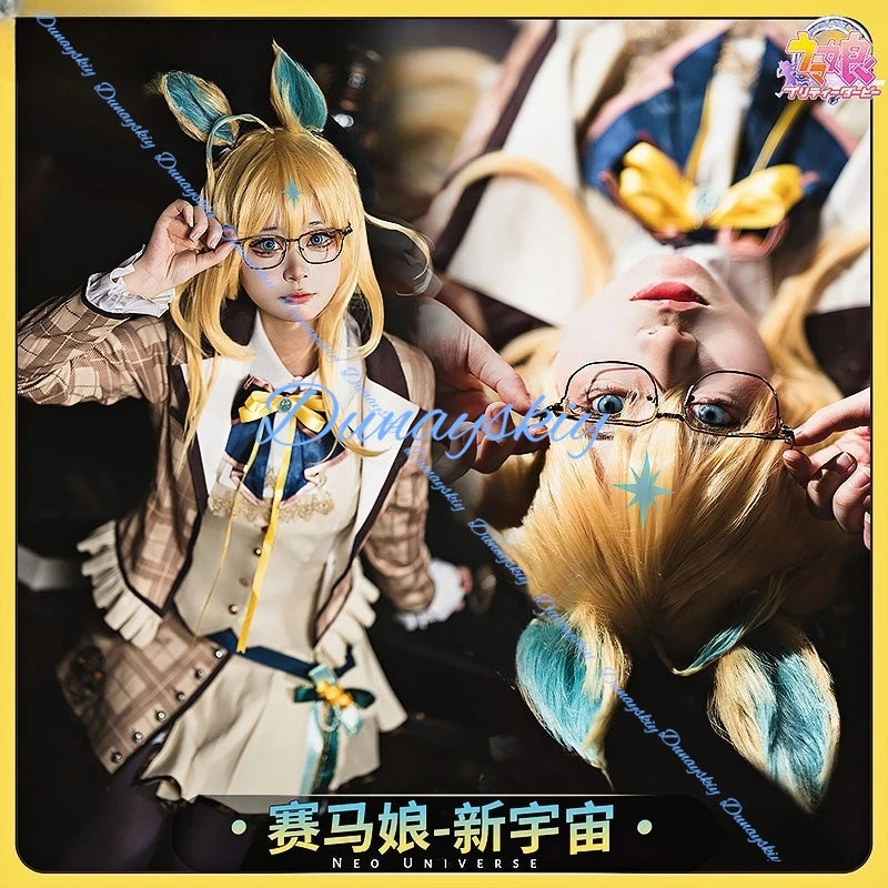 Game Umamusume: Pretty Derby Neo Universe Cosplay Costume Wig JK Uniform Plaid Skirt Coat Woman Cute Christmas Suit