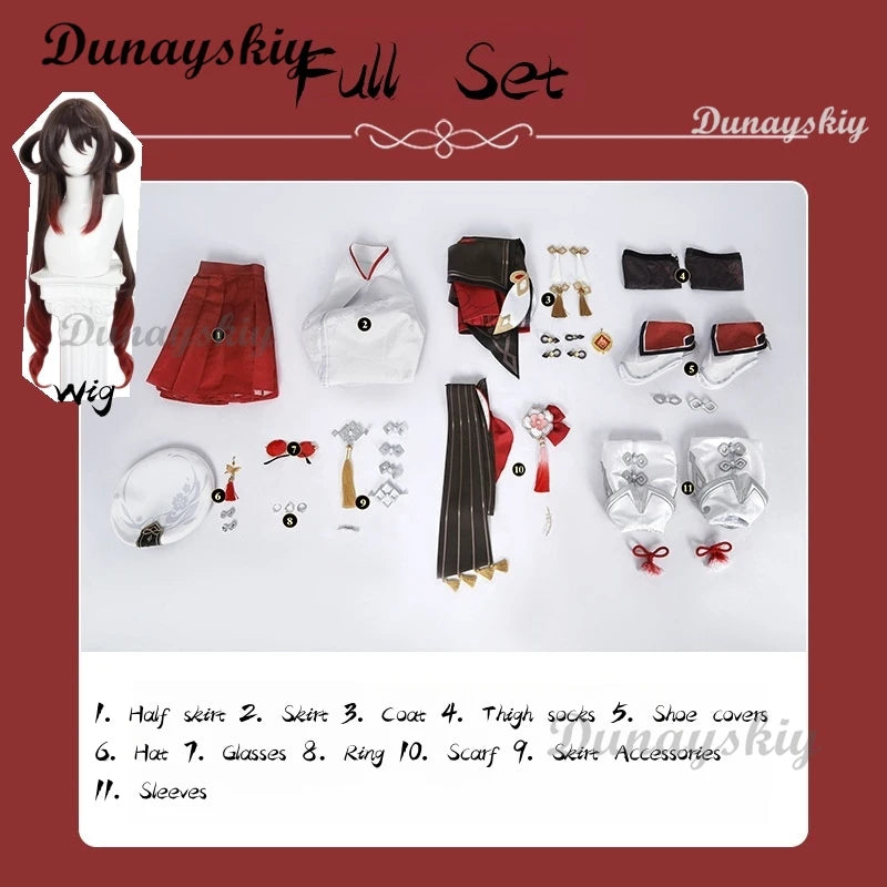 Genshin Impact Hutao New Skin Cosplay 2025 Genshin Lantern Rite Hu Tao Outfit Long Wig Halloween Xmas Cosplay Costume for Girls